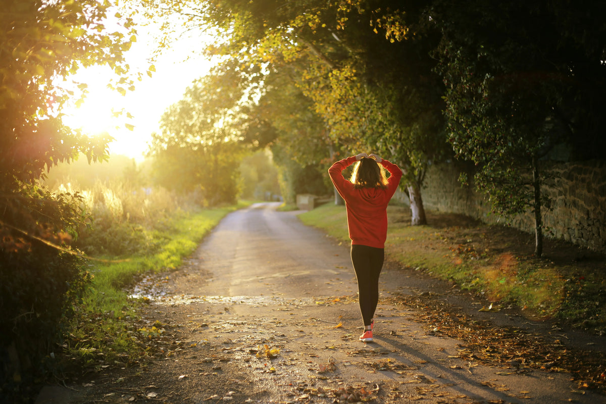 woman walking on a sunny morning