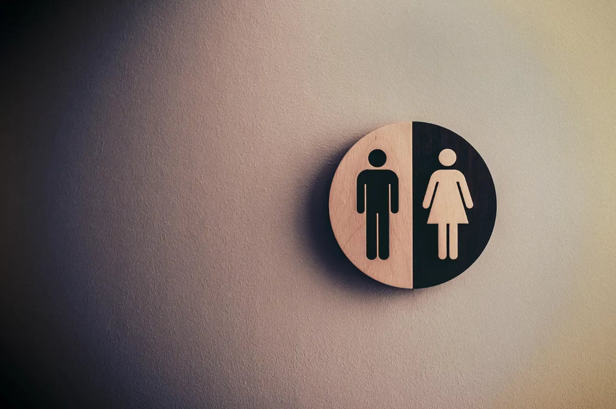 Restroom sign with male and female symbols