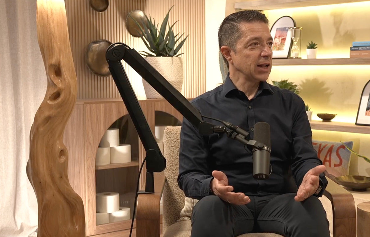 Dr. Stavros Kavouras talking in the Dying of Embarrassment studio