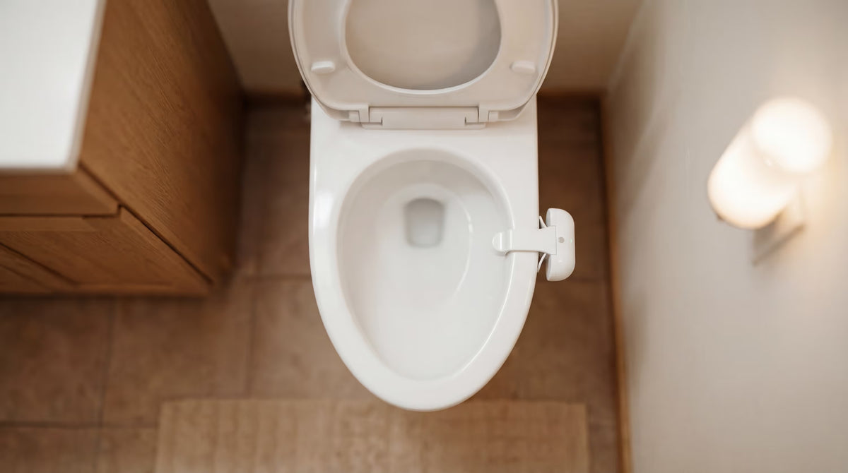Throne One installed on a toilet