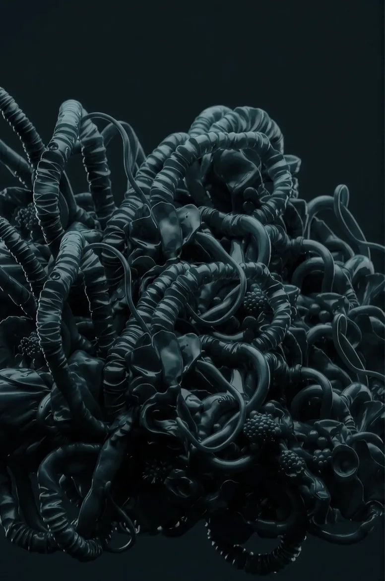 A sculptural render of the gut microbiome